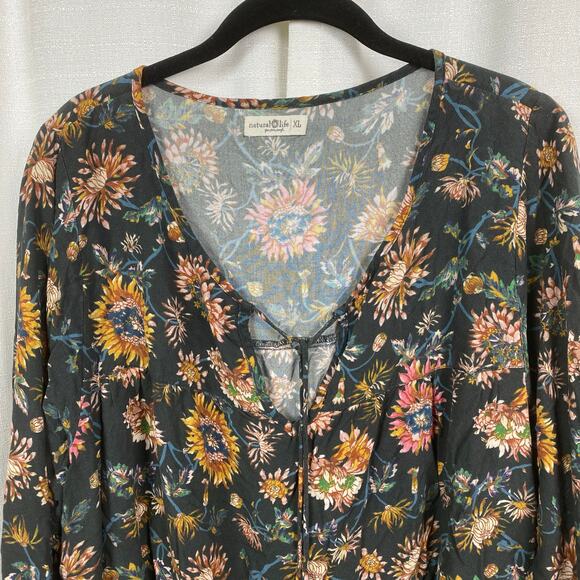 Natural Life Green Floral Maribel Popover Blouse Sz.XL - Picture 4 of 12